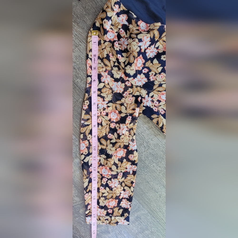 La Petiet Étolie Paris V-Neck Mini Dress Womens S Navy Tan Pink Floral Boho Flow - Picture 11 of 13